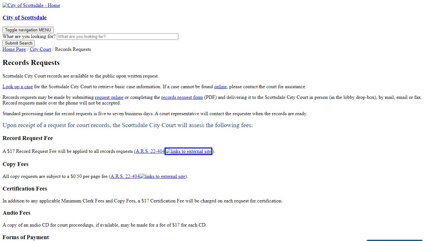 City of Scottsdale - Court Records Requests